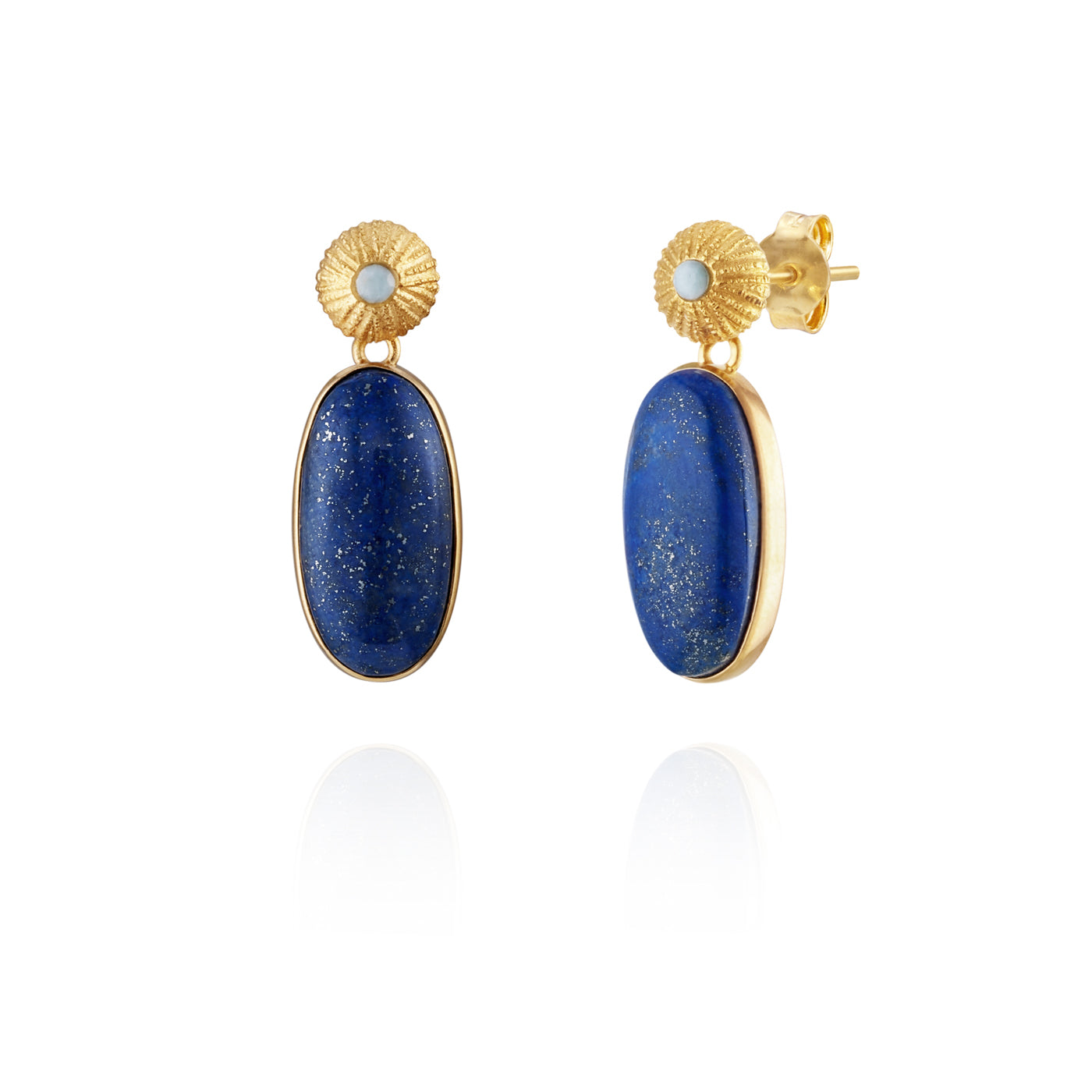 Lapis Lazuli Gold Drop Earrings | Petite Protea