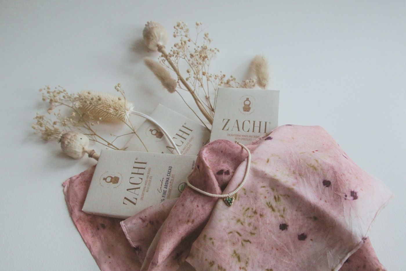Mother's Day Gift Set: Ethical Handmade Bracelet, Jewelry, Handmade Scarf and Chocolate Set