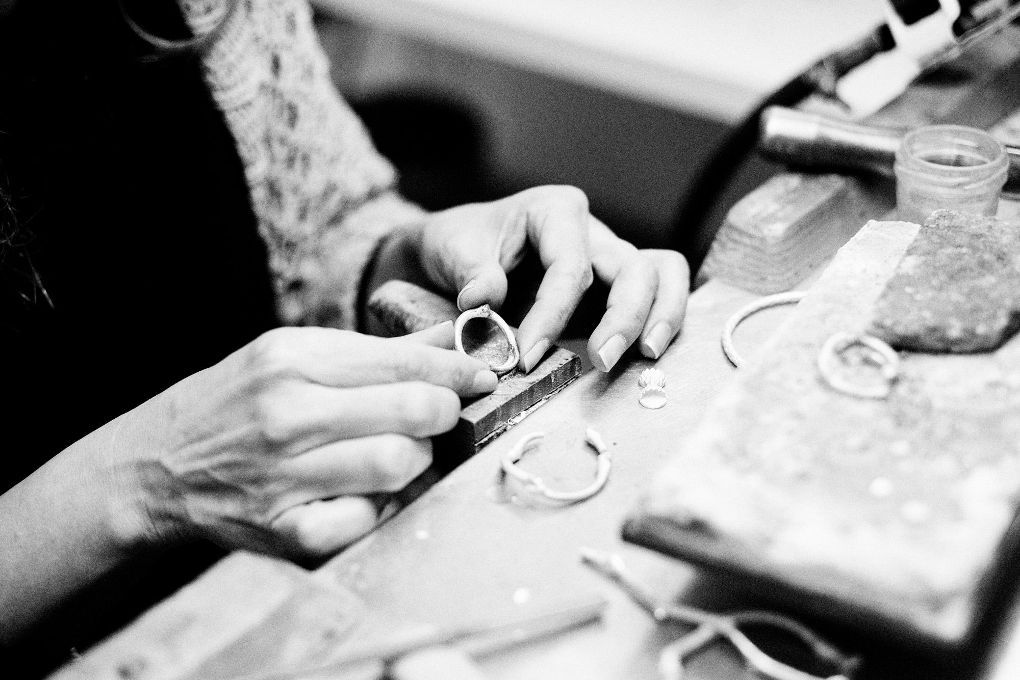 Woman artisan making ethical jewelry