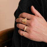 Gold Double Leaf Two-Finger Ring