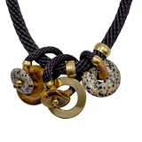 Satya Black Rope & Stacked Pendant Necklace