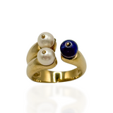 Three Wise Women Blue Sodalite & Pearl Ring