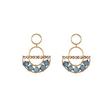 Olakira  Rose Gold & Blue Swarovski Crystal Half Moon Earrings