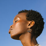 Olakira  Rose Gold & Blue Swarovski Crystal Half Moon Earrings