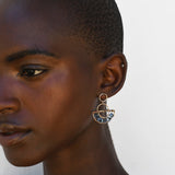 Olakira  Rose Gold & Blue Swarovski Crystal Half Moon Earrings