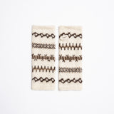 Alpaca Wool Ivory & Brown Handknit Half Mittens