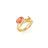 Forget-Me-Not, Pearl & Rose Quartz Gold Intertwined Ring