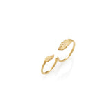 Gold Double Leaf Two-Finger Ring