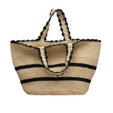 Odette Natural & Black Stripe Beach Tote