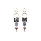 Sapphire, Tanzanite & Ruby Beaded Drop Earrings