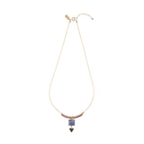 Beaded Ruby Arch, Tanzanite & Sapphire Triangle Necklace