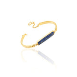 Lavender & Lapis Lazuli Gold Bangle Bracelet