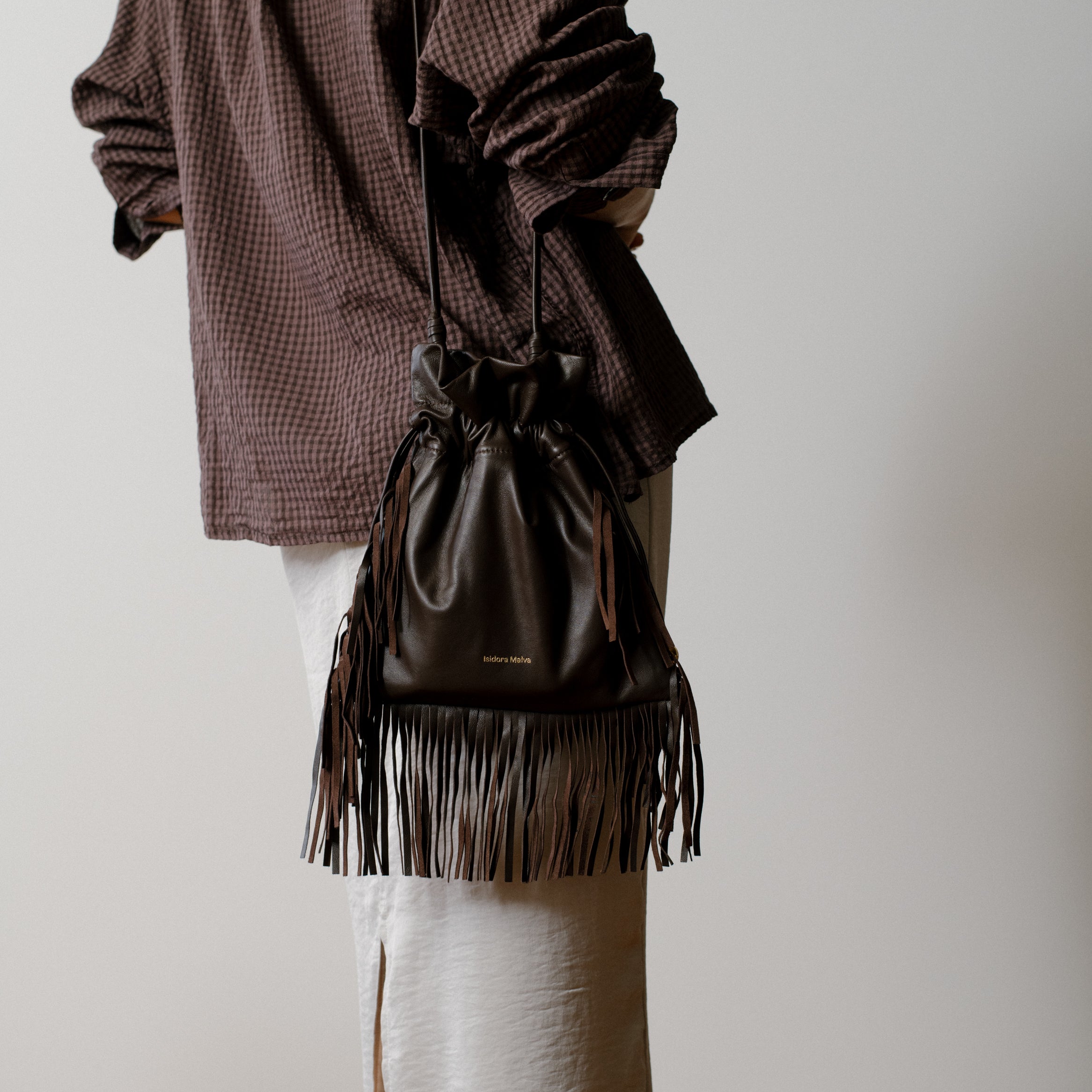Leather Elena Mini Fringes Pouch Handbag | Petite Protea: Ethical, Handmade Artisan Bags
