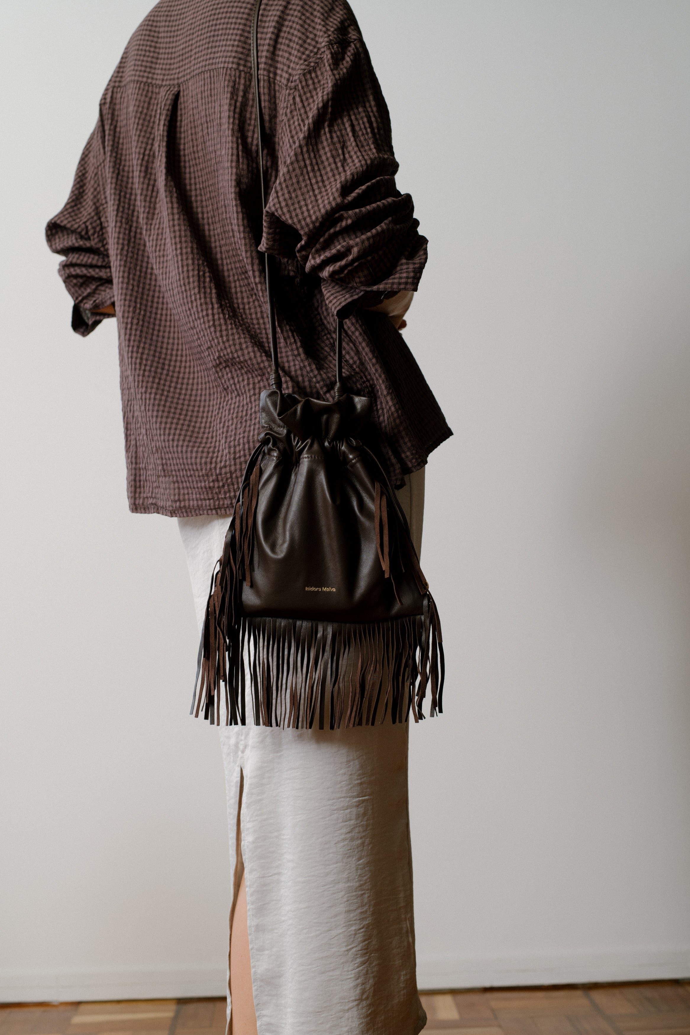 Leather Elena Mini Fringes Pouch Handbag | Petite Protea: Ethical, Handmade Artisan Bags