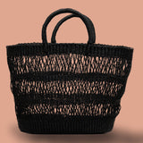 Large Black Woven Bolga Tote Bag