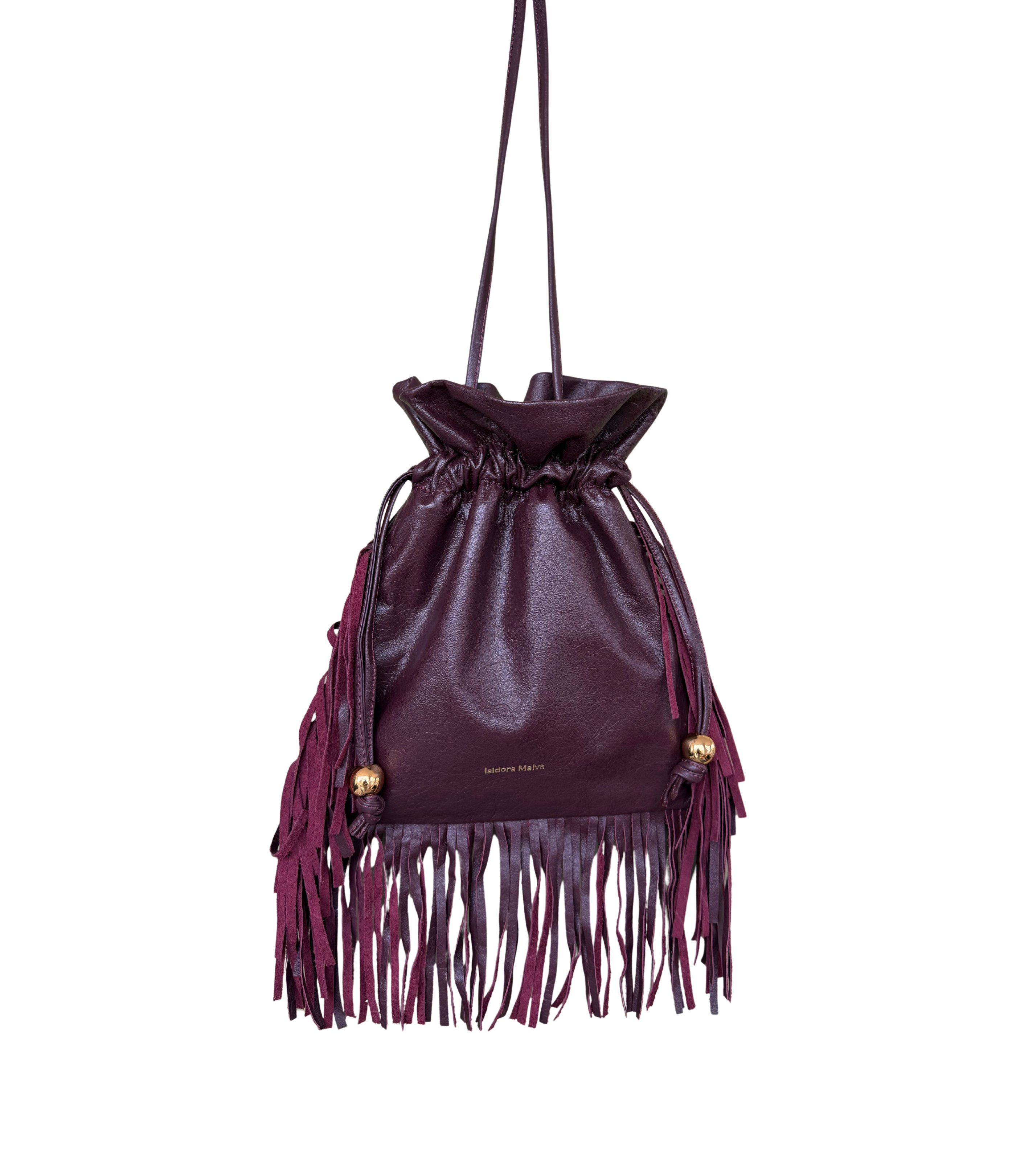 Burgundy Leather Fringes Bag | Shop Artisan Bags at Petite Protea