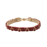 Red & Gold Triangle Beaded Thin Bracelet