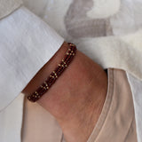 Red & Gold Triangle Beaded Thin Bracelet