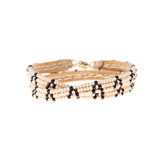 Ivory & Black Triangle Beaded Thin Wrap Bracelet