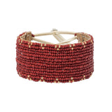 Small Triangle Red & Gold Beaded Bracelet