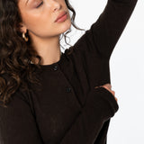 Brown merino wool cardigan sweater | Available in Chicago at Petite Protea