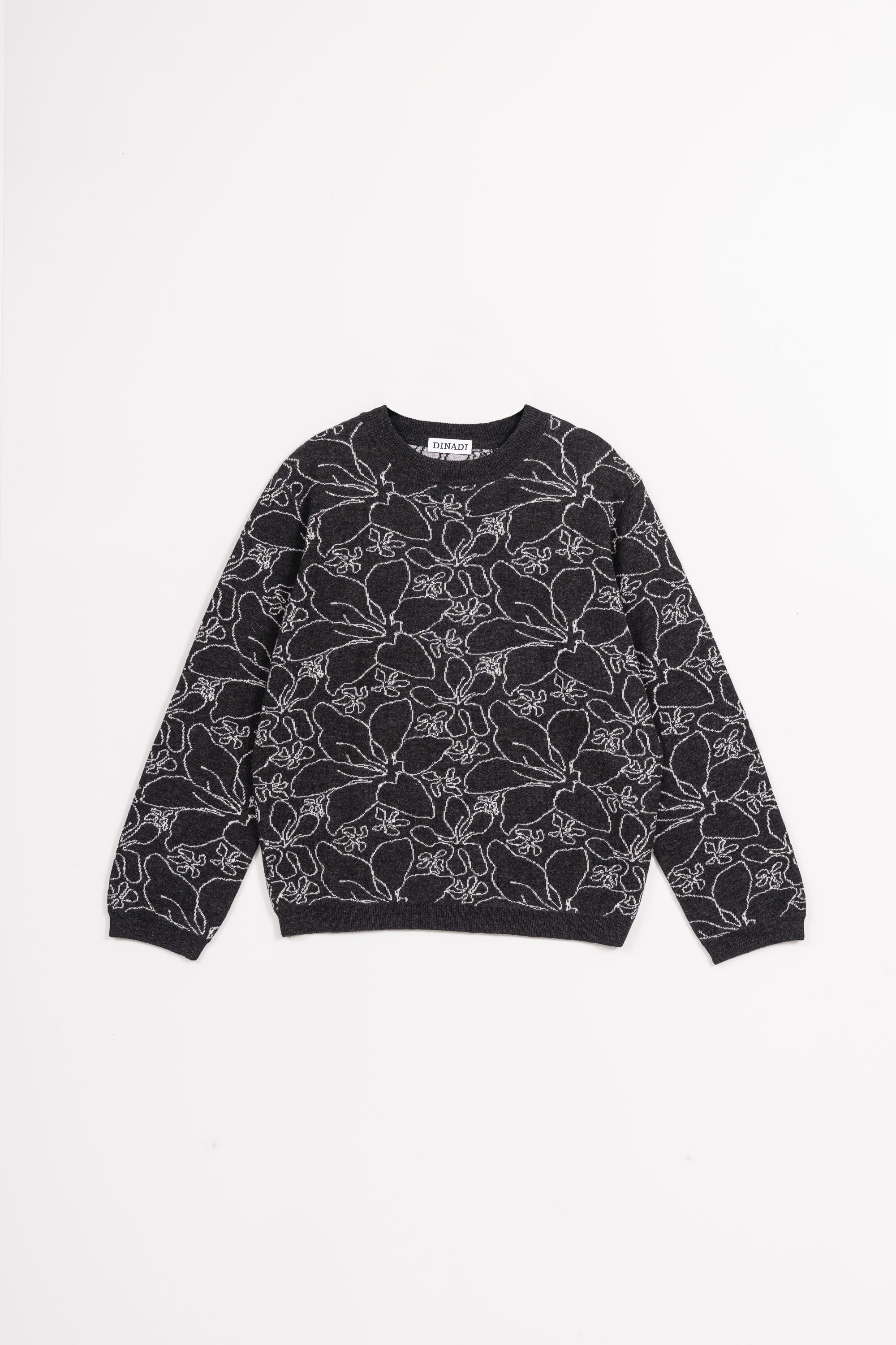 Grey floral merino wool sweater | Shop curated, ethical sweaters at Petite Protea