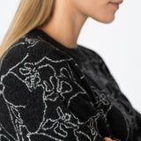 Grey merino wool floral sweater available online and in Chicago at Petite Protea | Fair trade gifts