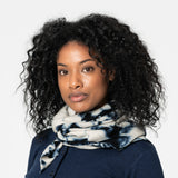 Merino Wool Blue & Ivory Shibori Scarf