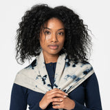 Merino Wool Blue & Ivory Shibori Scarf