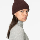 Merino Wool Merlot Red Handknit Rib Hat