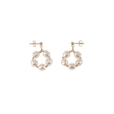 Gold & Swarovski Pearl Circle Earrings