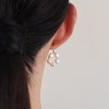 Gold & Swarovski Pearl Circle Earrings