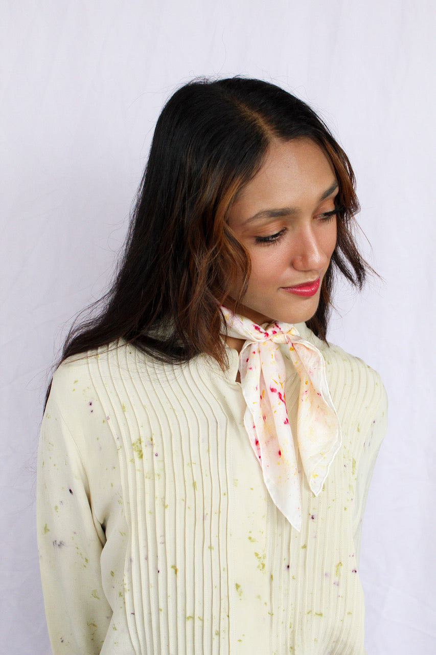 all natural and sustainable dye silk scarf handmade in chicago at petite protea