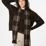 Yak Wool Brown Plaid Scarf
