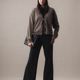 Yak Wool Oat Brown Tie Cardigan