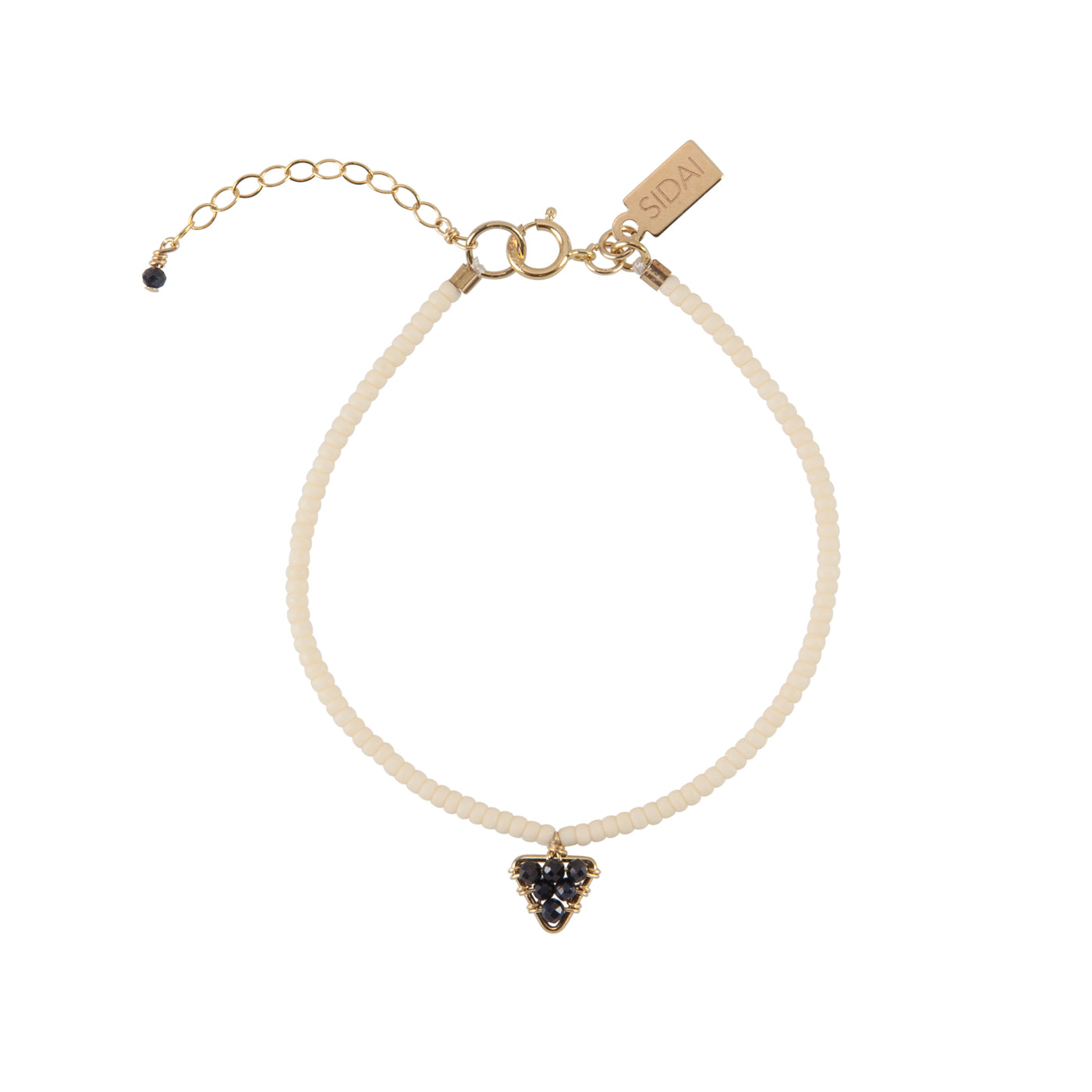 Triangle Gemstone Charm Beaded Bracelet