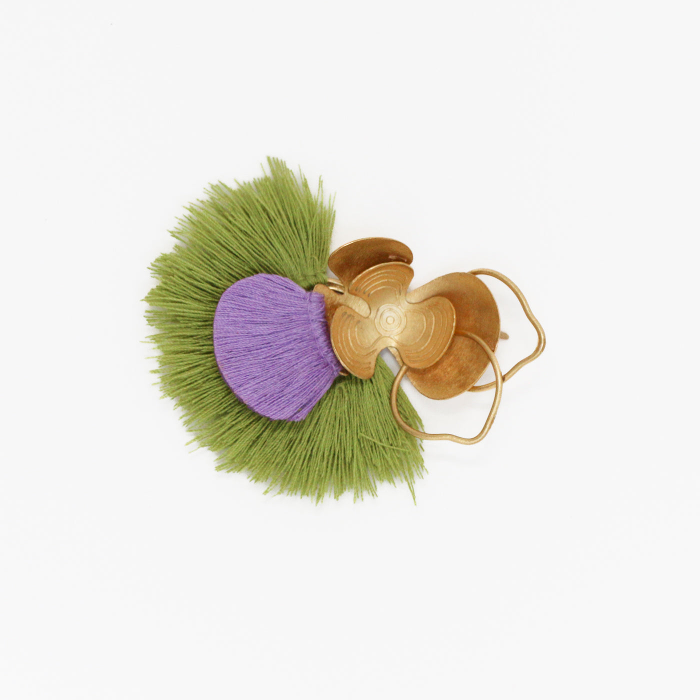 gold and threaded flower brooch lapel pin, handmade jewelry chicago 