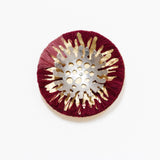 24k gold plated and silver coral on threaded circle brooch lapel pin handmade chicago 