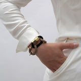 Circe Beige, Black & Brass Looped Bracelet