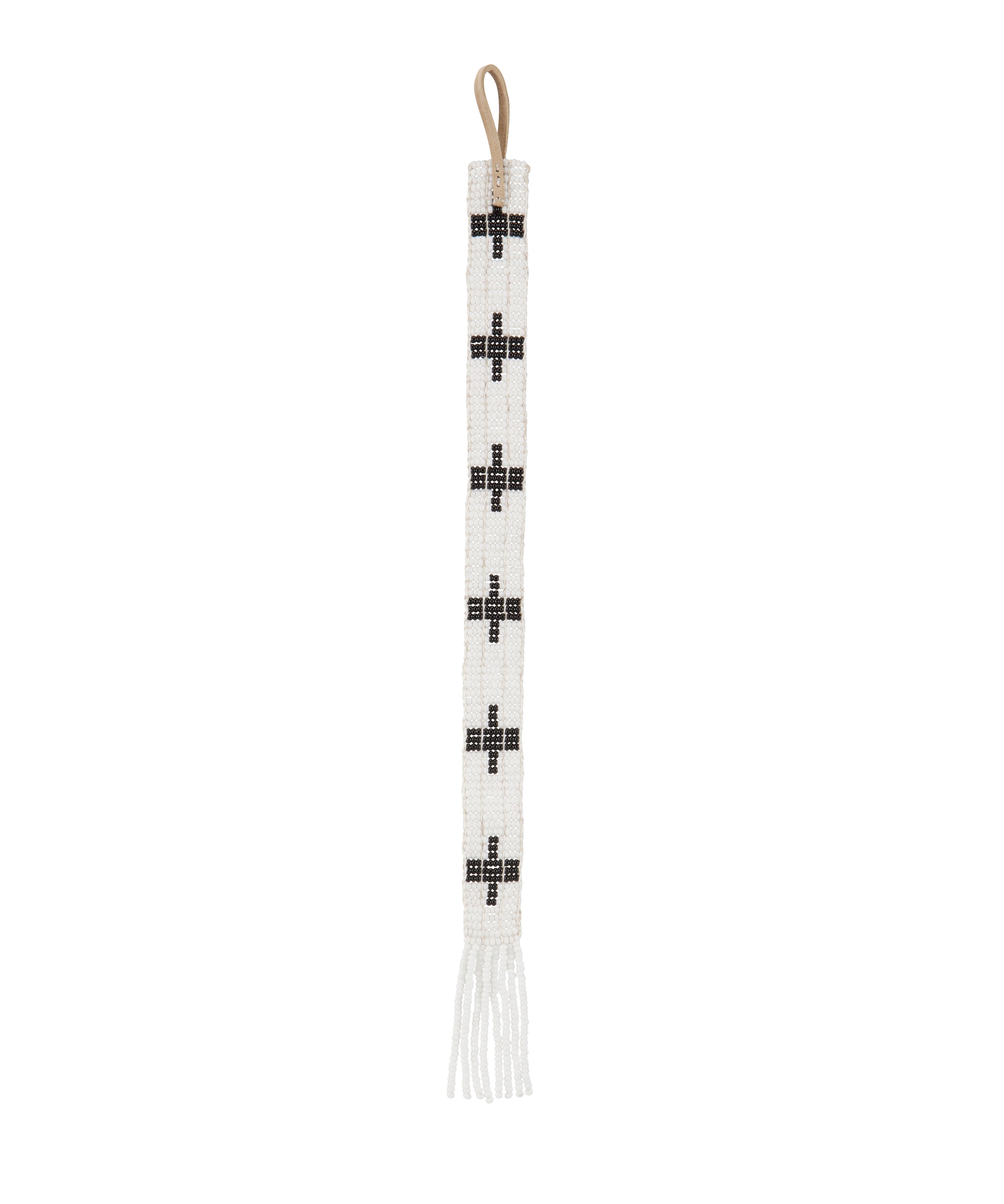 Handmade artisan beaded bookmark with cross motif, ethically made — Petite Protea Chicago