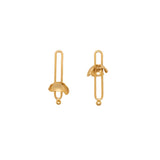 gold oblong suspended flower earrings, ethically handmade jewelry chicago 