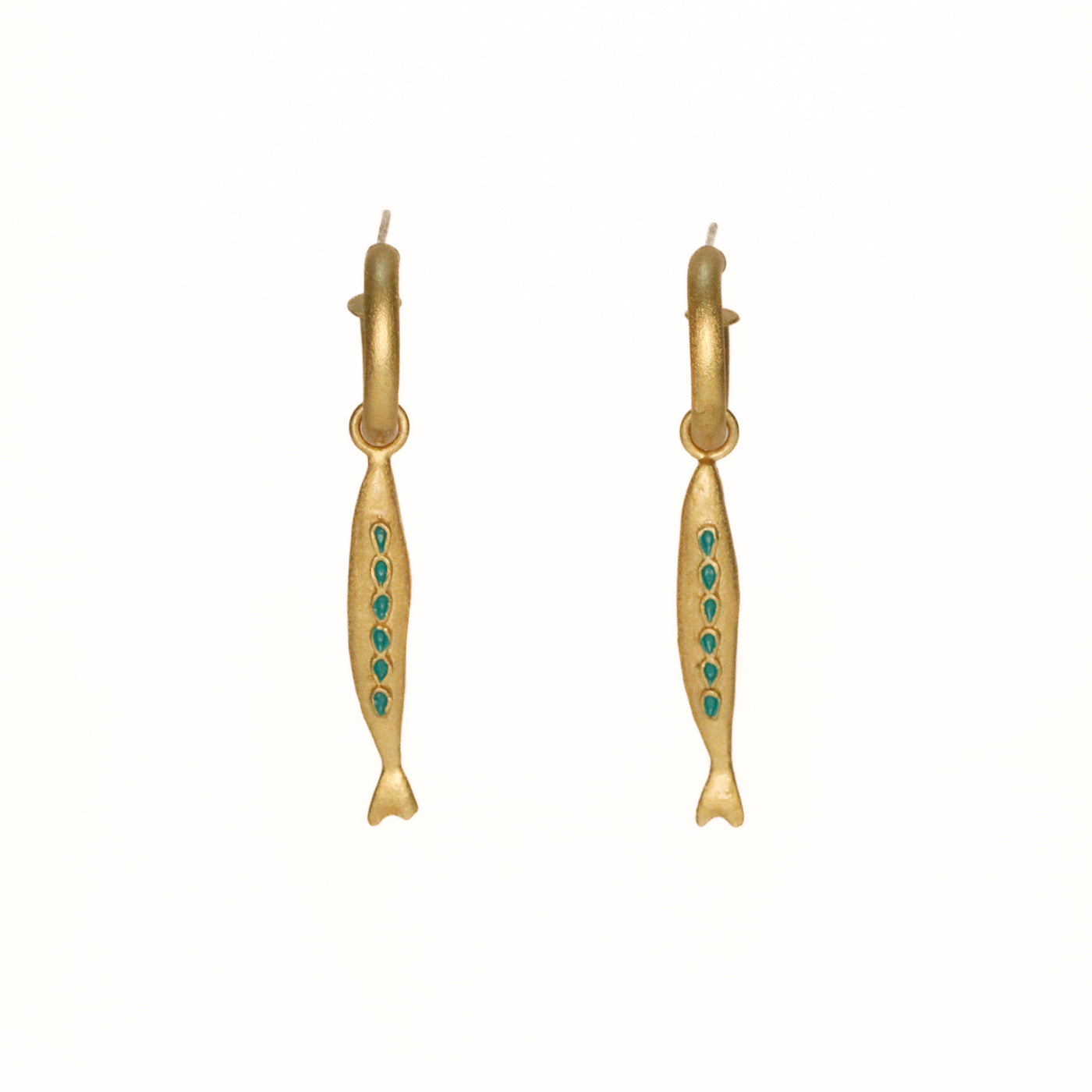 Bania Enameled Fish Hoop Earrings
