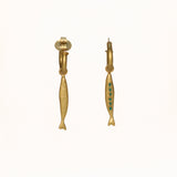 Bania Enameled Fish Hoop Earrings