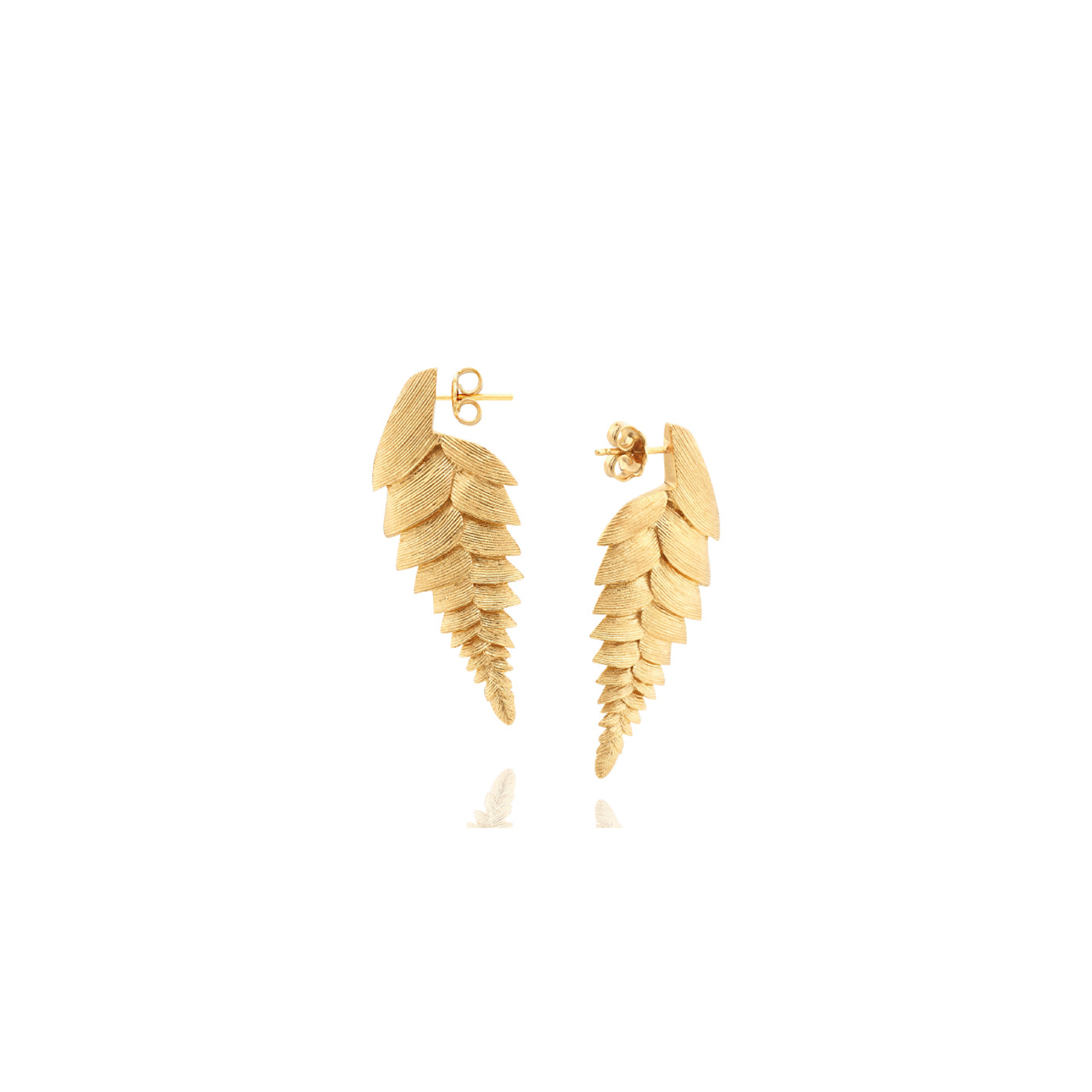 ethically handmade gold earrings, braided bromelia leaves, luxury fair trade