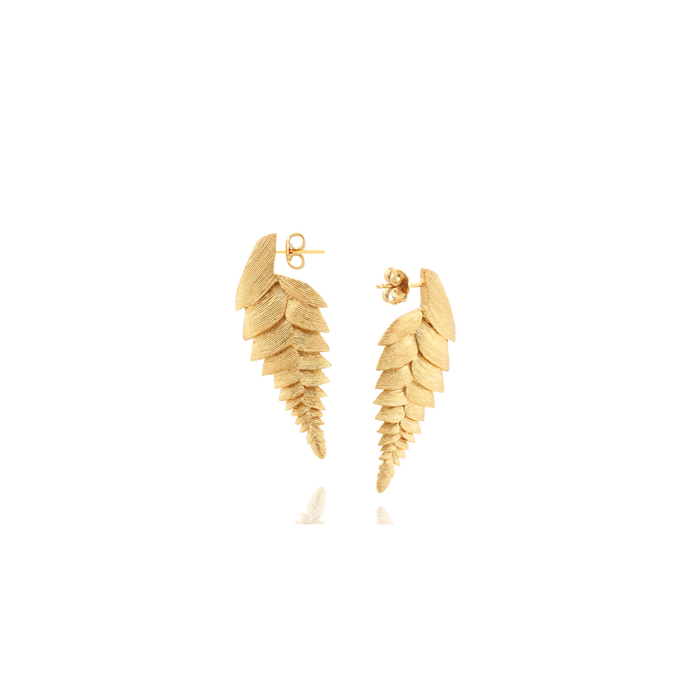 ethically handmade gold earrings, braided bromelia leaves, luxury fair trade
