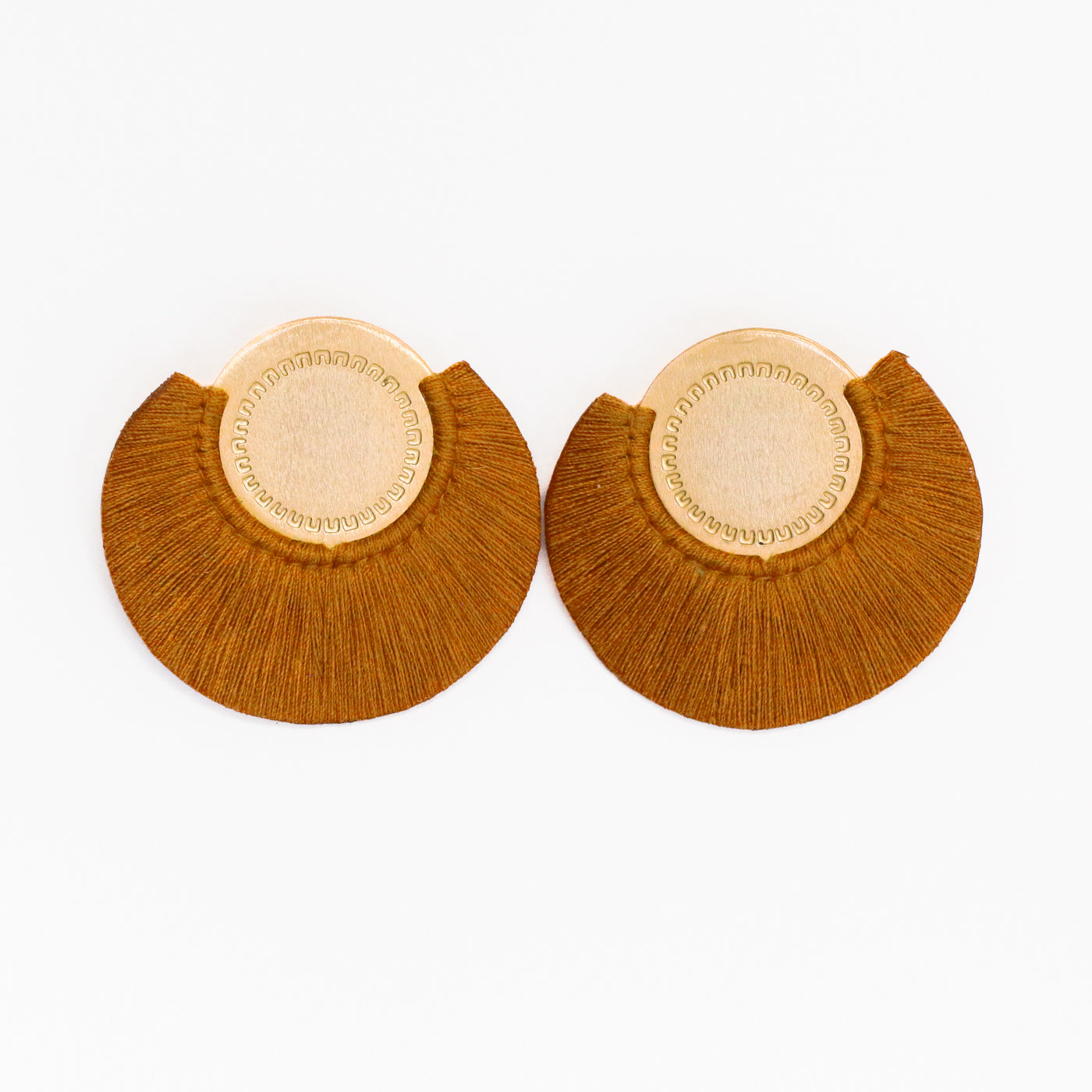Dagua Circle Stamped Fan Earrings