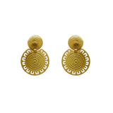gold plated circle medallion earrings, handmade ethical jewelry chicago 