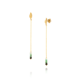spring leaf gold ombre emerald drop earrings, curated global jewelry, available exclusively in the US, delicate gold jewelry