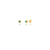 gold textured ball studs with green malachite, handmade earrings jewelry gifts in chicago 