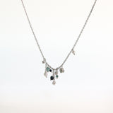 Blue & Green Tourmaline & Pearl Silver Wild Forget-Me-Nots Necklace